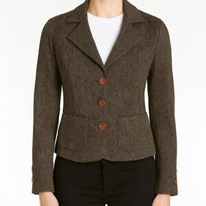 City Brown 3-Button Blazer XS Dark Academia Old Money Structured